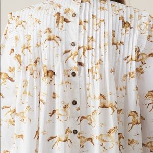 GANNI longsleeve dress with horse print